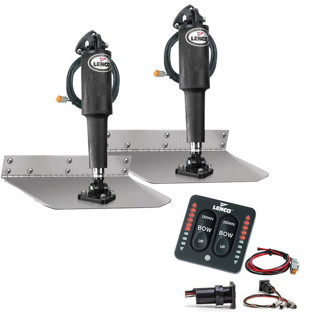 Lenco 9"x12" Standard Mount Trim tab Kit 12v LED Integrated Switch