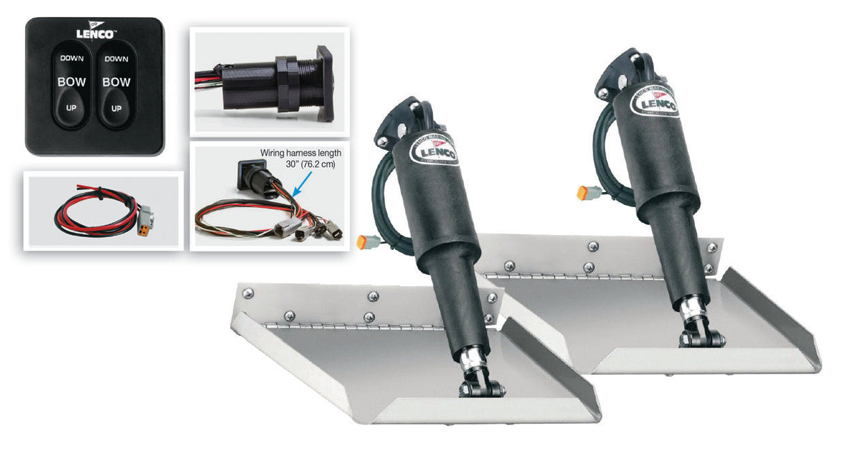 Lenco 12"x12" Edge Mount Trim tab Kit 12v with Standard Switch